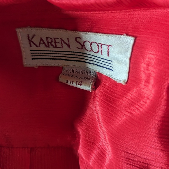 Vintage Red Satin Top Pleated Collared Button Down Special Occasion Pintuck - Picture 5 of 5